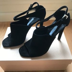 Prada Black Suede Heels Size 39